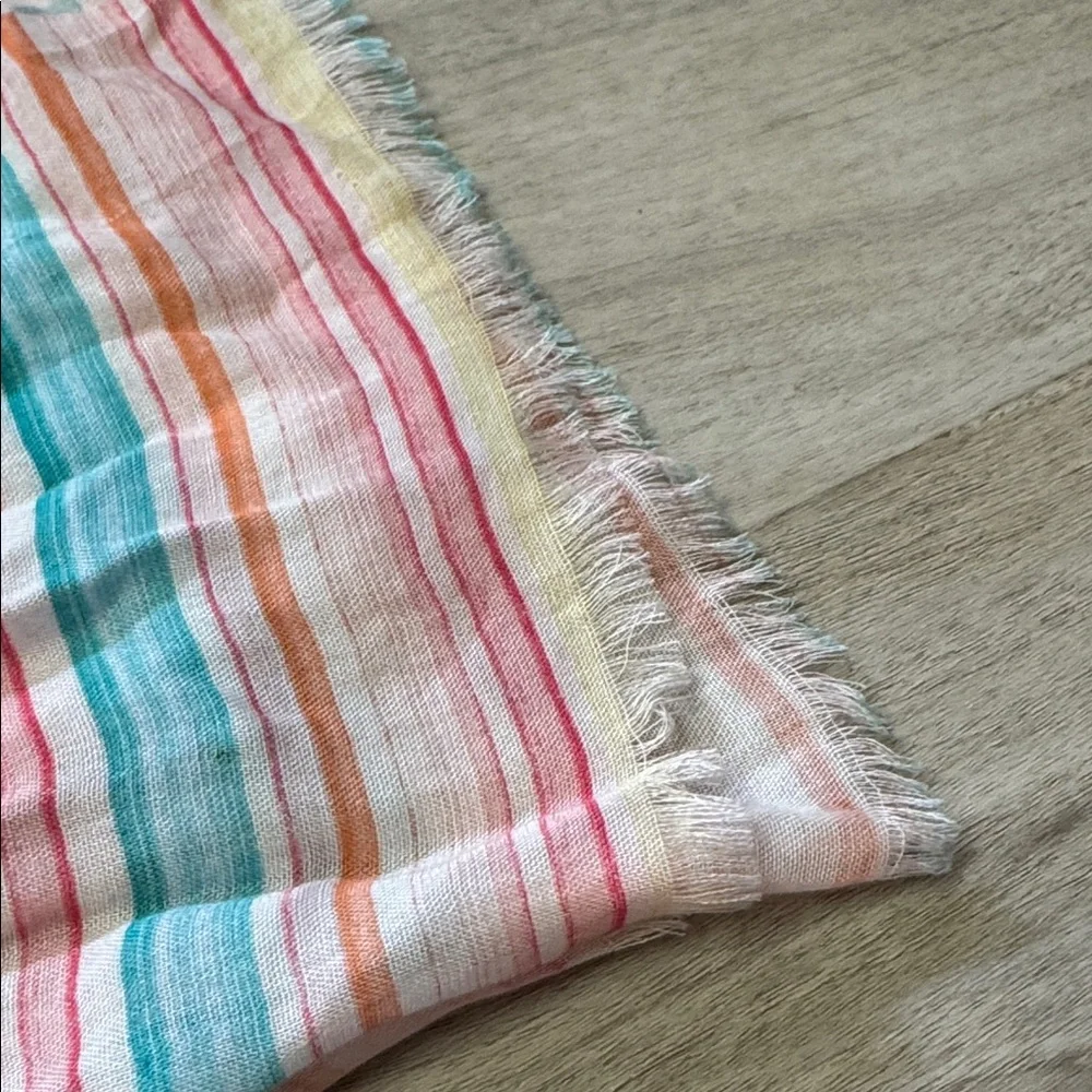 Lightweight Floral & Stripe Wrap Scarf in Pastel Multi